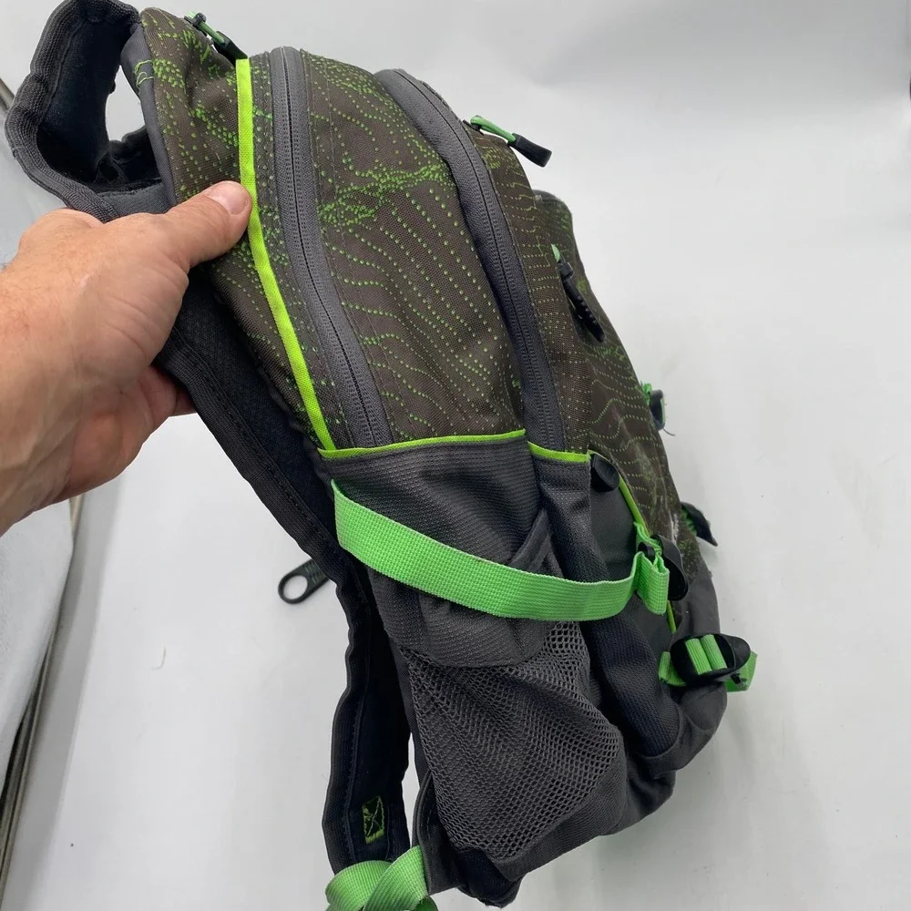 High Sierra Access Backpack Grey Lime Green Topo Print Padded Laptop School Bag
